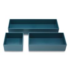 TRU RED Three-Piece Plastic Drawer Organizer, 3.23 x 3.23 x 1.47, 6.26 x 3.23 x 1.47, 9.5 x 3.23 x 1.47, Teal, 3/Set
