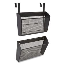 TRU RED Wire Mesh Wall File, 2 Sections, Letter Size, 14.37" x 3.34", Black