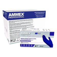 AMMEX Professional Nitrile Exam Gloves, Powder-Free, Medium, 3 mil Thick, Indigo, 100/Box