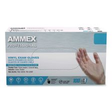 AMMEX Professional Vinyl Exam Gloves, Powder-Free, Large, Clear, 100/Box