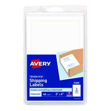 Avery Shipping Labels with TrueBlock Technology, Inkjet/Laser Printers, 4 x 3, White, 2/Sheet, 20 Sheets/Pack