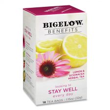 Bigelow Benefits Lemon and Echinacea Herbal Tea Bags, 0.6 oz Tea Bag, 18/Box