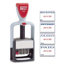 COSCO 2000PLUS Model S 360 Self-Inking Two-Color Message Dater, 5 Years, ENTERED/FAXED/PAID/RECEIVED, 1.81" x 1.25", Blue/Red Ink