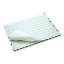 Domtar Continuous Feed Computer Paper, 1-Part, 18 lb Bond Weight, 11 x 14.88, White/Green Bar, 3,000/Carton