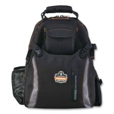 ergodyne Arsenal 5843 Tool Backpack Dual Compartment, 26 Compartments, 8.5 x 13.5 x 18, Ballistic Polyester, Black/Gray