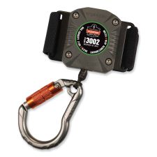 ergodyne Squids 3002 Retractable Lanyard with Carabiner   Belt-Loop Anchor, 2 lb Max Working Capacity, 6" to 48" Long, Gray