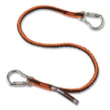 ergodyne Squids 3111F(x) Tool Lanyard with Stainless Steel Carabiners,15 lb Max Working Capacity, 38" to 48" Long, Orange/Gray