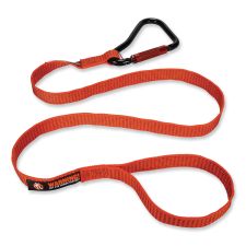 ergodyne Squids 3148 Tool Lanyard with XL Carabiner   Threaded Loop, 80 lb Max Working Capacity, 76" Long, Orange/Black