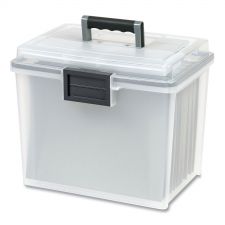 IRIS WEATHERTIGHT Portable File Box, Letter Files, 13.7 x 10.4 x 11.8, Clear/Gray Accents