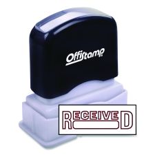 Offistamp Pre-Inked Message Stamp with Blank Date Box, RECEIVED, 1.63" x 0.38", Red Ink