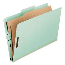 Pendaflex Four-Section Pressboard Classification Folders, 2" Expansion, 1 Divider, 4 Fasteners, Legal Size, Light Green, 10/Box