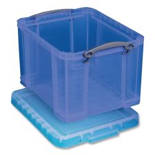 Really Useful Box Snap-Lid Storage Bin, 8.45 gal, 14" x 18" x 12.25", Transparent Blue