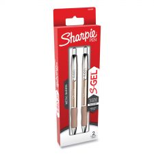 Sharpie S-Gel S-Gel Premium Metal Barrel Gel Pen, Retractable, Medium 0.7 mm, Black Ink, Champagne Barrel, 2/Pack