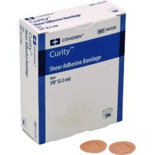 Curity Sheer Plastic Adhesive Bandages, Round Spot, 0.88 x 0.88, Clear, 100/Box