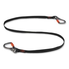 ergodyne Squids 3139 Tool Lanyard with 2 Locking Swivel Carabiners, 40 lb Max Working Capacity, 76" Long, Black/Orange