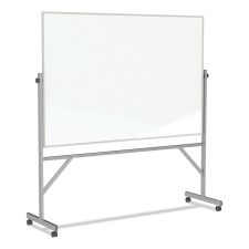 Ghent Reversible Magnetic Porcelain Whiteboard with Aluminum Frame, 101.25" x 78.25", White Surface, Satin Aluminum Frame