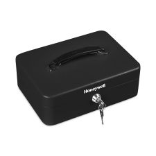 Honeywell Standard Cash Box, 9.8 x 7.3 x 4.1, Steel, Black