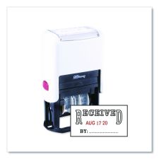 Offistamp Self-Inking Message Stamp with Blank "By" Line, 12 Years, RECEIVED, 1.63" x 0.88", Black/Red Ink
