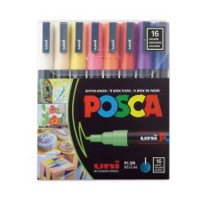 POSCA Water-Based Paint Markers, Fine Bullet Tip, Assorted Colors,16/Pack