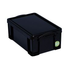 Really Useful Box 9.51 Qt. Latch Lid Storage Tote, 15.55" x 10.04" x 6.1", Solid Black