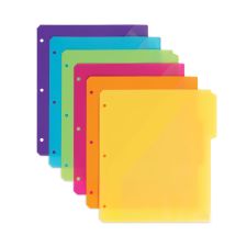 Smead Three-Ring Binder Poly Index Dividers with Pocket, 1/3-Cut Tabs, 11.25 x 9.75, Assorted Colors, 5 Sets