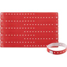 Advantus Colored Vinyl Wristbands, Adjustable, 0"H x 0.6"W x 9.8"L, Red, Vinyl, 100 / Pack
