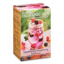 Bigelow Botanicals Blackberry Raspberry Hibiscus Cold Water Herbal Infusion, 0.7 oz Tea Bag, 18/Box