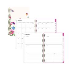 Blue Sky Fly By Frosted Weekly/Monthly Planner, Butterflies Artwork, 8 x 5, Blush/Pink Cover, 12-Month (Jan to Dec): 2026