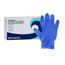Boardwalk 380 Series Disposable General-Purpose Nitrile Gloves, Powder-Free, Large, 4 mil Thick, 9.5" Long, Blue, 100/Box