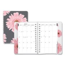 Brownline Pink Ribbon Essential Daily Appointment Book, Pink Daisy Artwork, 8 x 5, Navy/Gray/Pink Cover, 12-Month (Jan to Dec): 2026