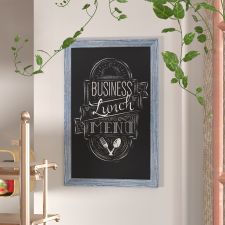 Canterbury 24" x 36" Rustic Blue Wall Mount Magnetic Chalkboard Sign with Eraser, Hanging Wall Chalkboard Memo Board for Home, School, or Business