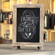 Canterbury 9.5" x 14" Weathered Tabletop Magnetic Chalkboard Sign with Metal Scrolled Legs, Hanging Wall Chalkboard, Countertop Memo Board