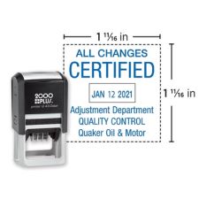 Custom 2000 Plus PrintPro Q43D Light Duty 1 Or 2-Color Self-Inking Date Stamp, 1-9/16" x 1-9/16" Square Impression