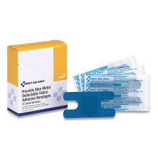 First Aid Only Blue Metal Detectable Fabric Adhesive Bandages, Four-Wing Knuckle, 1.5 x 3, 40/Box