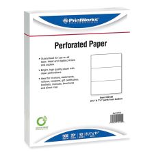 PrintWorks Professional Perforated and Punched Paper, 20 lb Bond Weight, 8.5 x 11, White, 500/Ream, 5 Reams/Carton