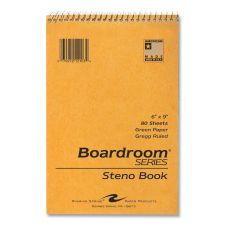 Roaring Spring Boardroom Series Steno Pad, Gregg Ruled, Brown Cover, 80 Green 6 x 9 Sheets, 72 Pads/Carton