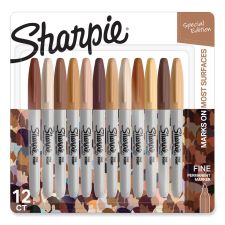 Sharpie Fine Tip Permanent Marker, Portrait Colors, Fine Bullet Tip, Assorted, 12/Pack