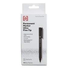 TRU RED Permanent Marker, Tank-Style, Medium Chisel Tip, Black, 5/Pack