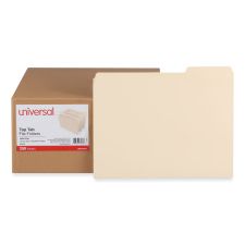 Universal Top Tab File Folders, 1/3-Cut Tabs: Assorted, Letter Size, 0.75" Expansion, Manila, 250/Box