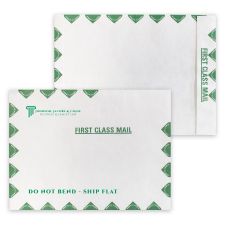 DuPont Tyvek 14lb., 9" x 12" Open End, Green First Class Border, Zip Stick, 1 Standard Color (500/PK)