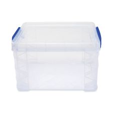 Advantus Super Stacker Lift-Off Lid Storage Tote, 7.25" x 10.88" x 6.38", Transparent/Blue
