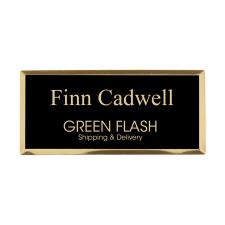 Engraved Metal Name Badge, 1 7/16" x 2 15/16", Black/Gold (1/PK)