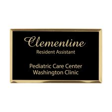 Engraved Metal Name Badge, 2 1/16" x 3 7/16", Black/Gold (1/PK)