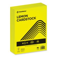 PrintWorks Professional Color Cardstock, 65 lb Cover Weight, 8.5 x 11, Lemon Yellow, 250/Ream