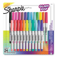 Sharpie Ultra Fine Tip Permanent Marker, Ultra-Fine Needle Tip, Assorted 80s Glam Colors, 24/Pack