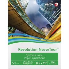Xerox Revolution Synthetic Matte Laser Paper, 1 Ream, White, Letter Size (8 1/2" x 11"), Ream Of 100 Sheets, 91 Lb, 94 Brightness