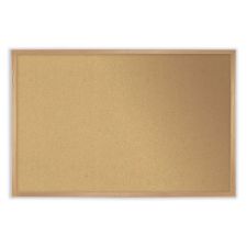 Ghent Natural Cork Bulletin Board with Wood Frame, 36" x 24", Tan Surface, Oak Finished Wood Frame