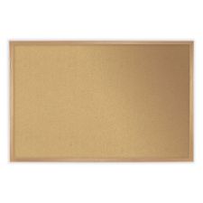 Ghent Natural Cork Bulletin Board with Wood Frame, 72.5" x 48.5", Tan Surface, Oak Finished Wood Frame