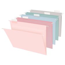 Hanging File Folders, 1/5-Cut, Letter Size, Assorted Pastel Colors, Pack Of 25 Folders