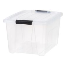 Iris Stack And Pull Totes, 32 Qt, Clear, Set Of 6 Totes